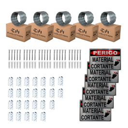 Kit Completo Cerca Concertina Dupla Clipada 45cm P 25 Metros